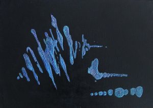 Tableau contemporain abstrait noir et bleu