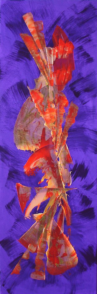Tableau contemporain abstrait violet noir rouge et or