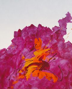Tableau contemporain abstrait blanc rose violet orange